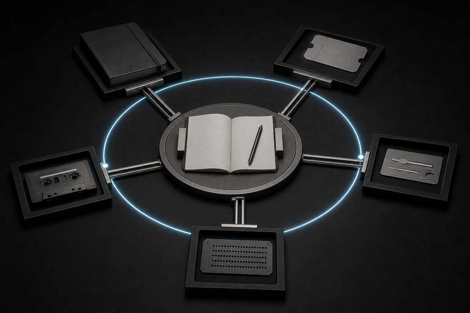 Different learning formats connected around one shared work surface